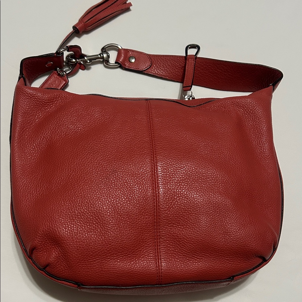 Coach Peach Leather Hobo Shoulder Bag - Picture 6 of 12